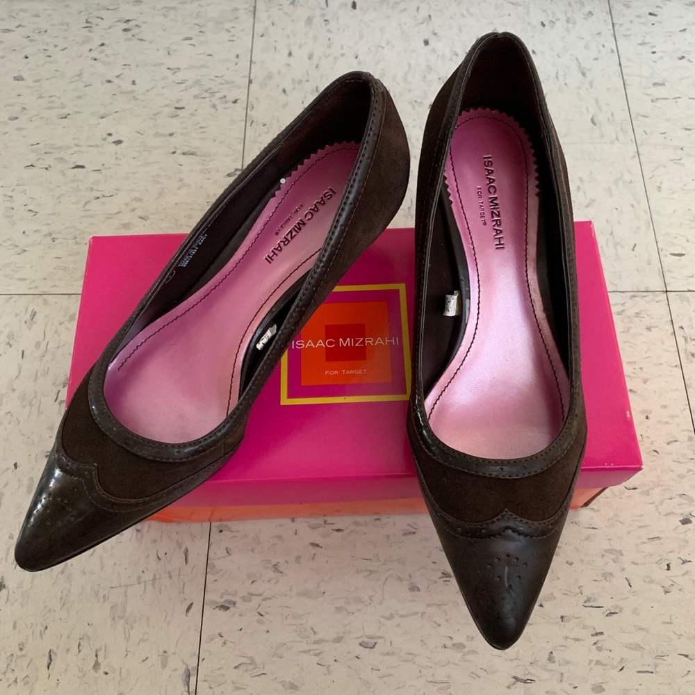 New - Issac Mizrahi Target Kitten Heel Brown Pumps